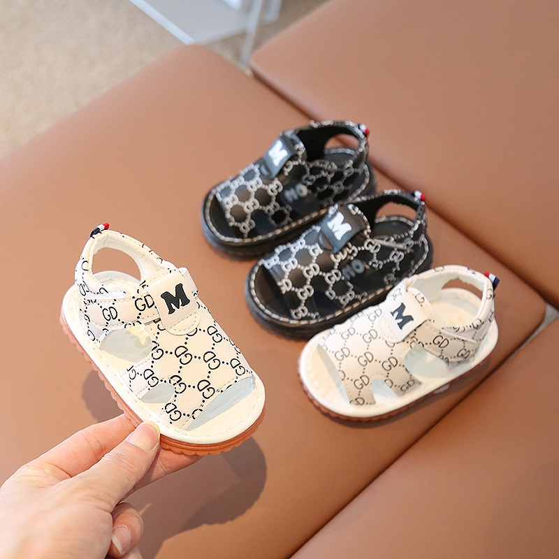 Dép sandal tập đi cho bé trai có kèn kêu tít tít đế êm siêu nhẹ hoạt tiết thời trang [DTD07]