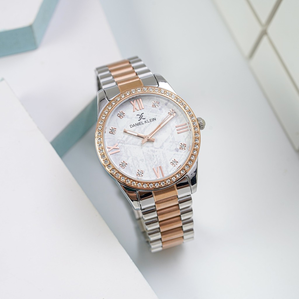 Đồng hồ nữ Daniel Klein Dial Sunray Demi Sliver-Rose Gold Ladies DK5416 - Lamy watch