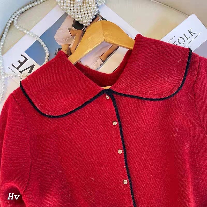 ÁO LEN ĐỎ CỔ NƠ NOEL THỜI TRANG 2021