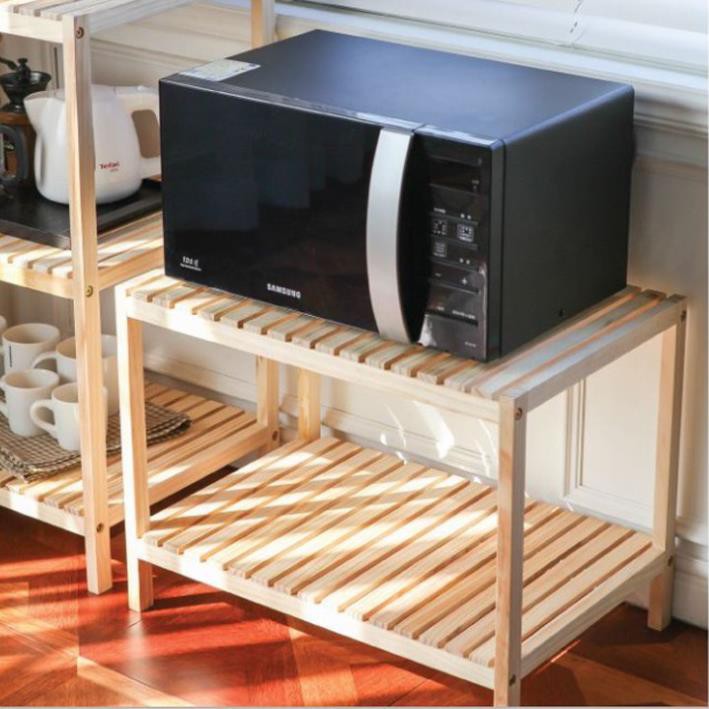 KỆ ĐỰNG LÒ VI SÓNG 2 TẦNG BẰNG GỖ. KT: 60X40X46CM