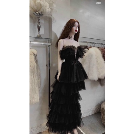 Đầm dự tiệc dạ hội công chúa cao cấp nhiều tầng lệch tà