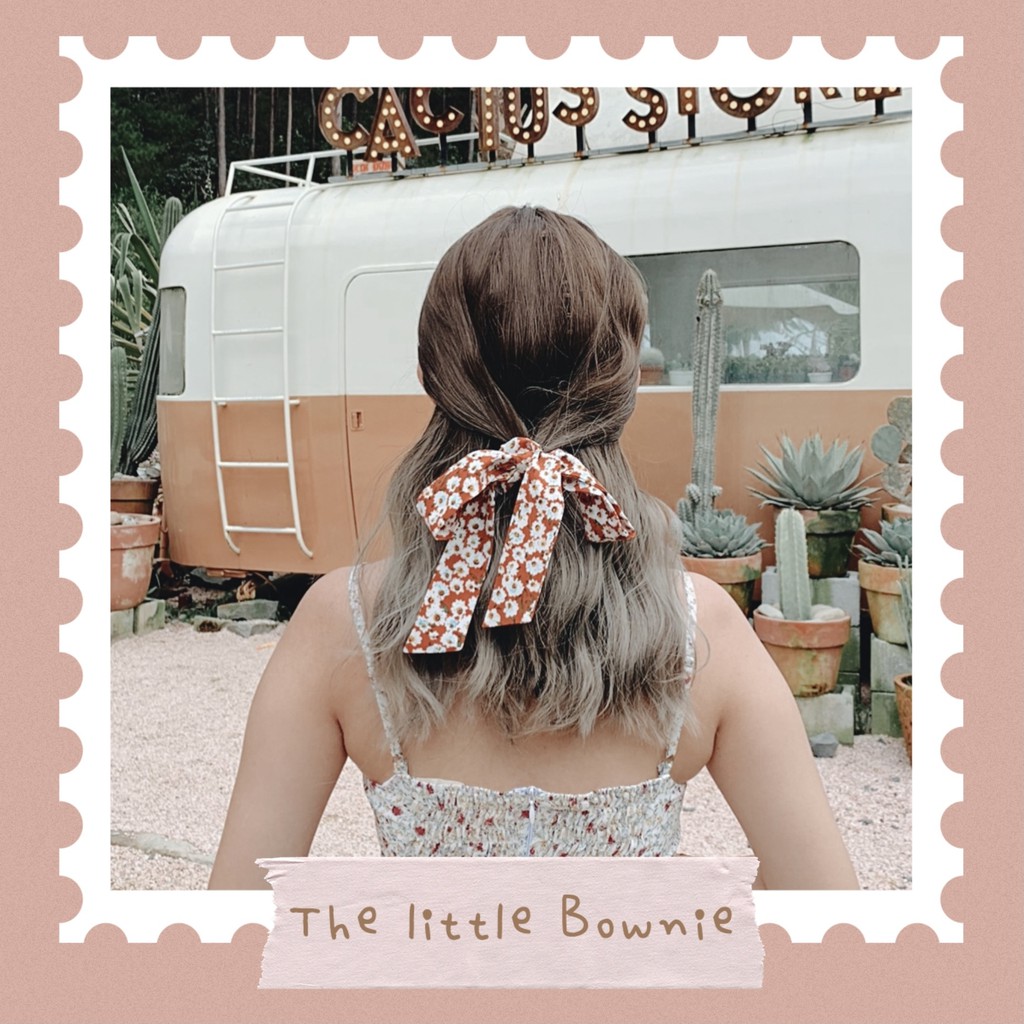 Cột tóc vải nơ hoa Ribbon Scrunchie