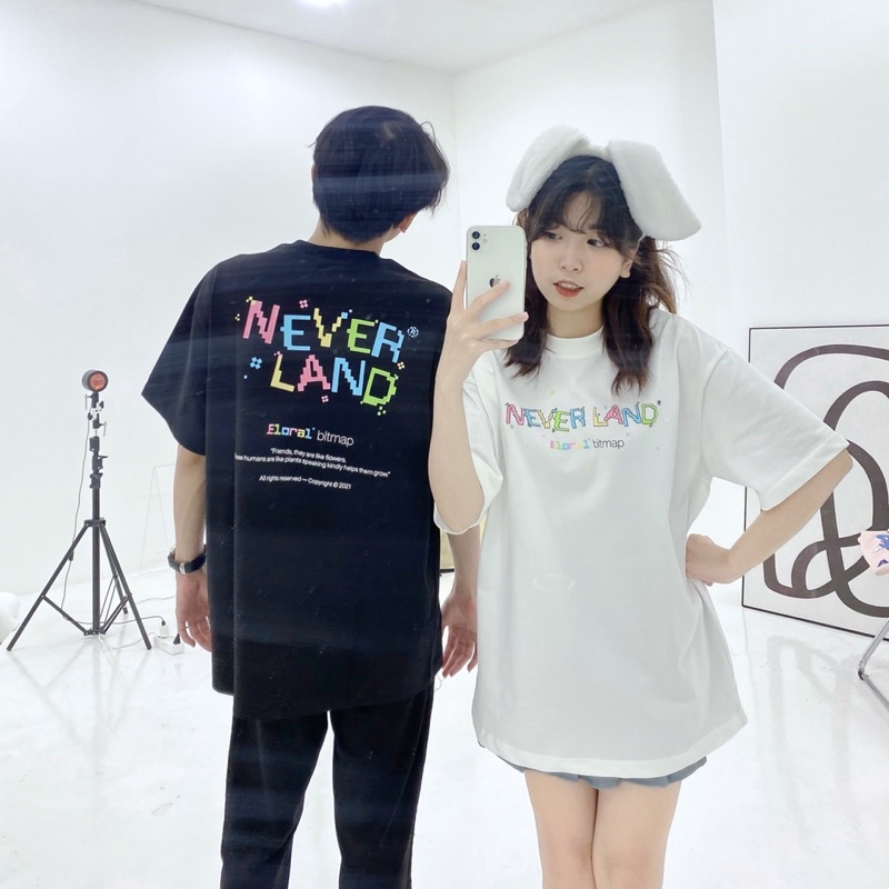 NEVERLAND - Áo Thun Floral Bitmap Tee Cao Cấp Form Oversize