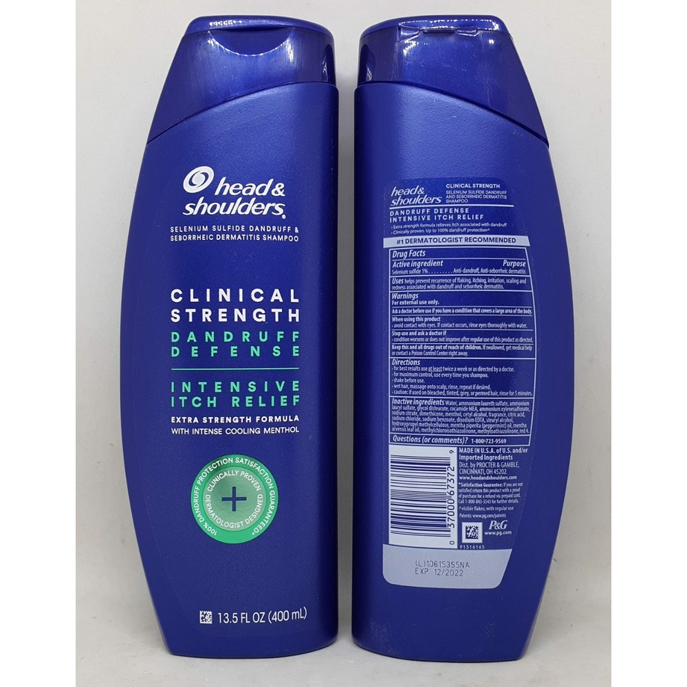 Dầu gội head shoulders mỹ ⚡️𝐂𝐡𝐮ẩ𝐧 𝐂𝐡í𝐧𝐡 𝐇ã𝐧𝐠⚡️  Clinical strength 400ml ( màu xanh)