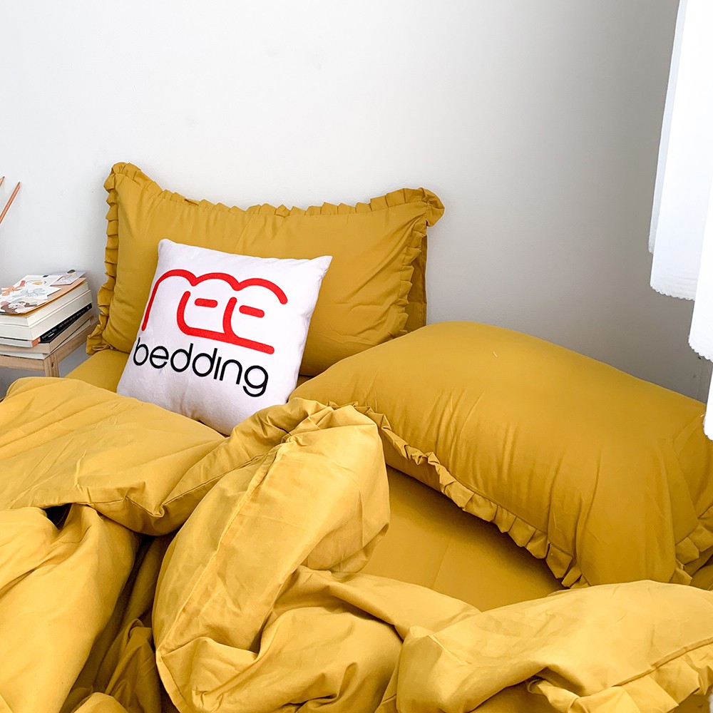 Bộ chăn ga gối Cotton TC BÈO REE Bedding trơn nhiều màu đủ size giường nệm 1m2, 1m4, 1m6, 1m8