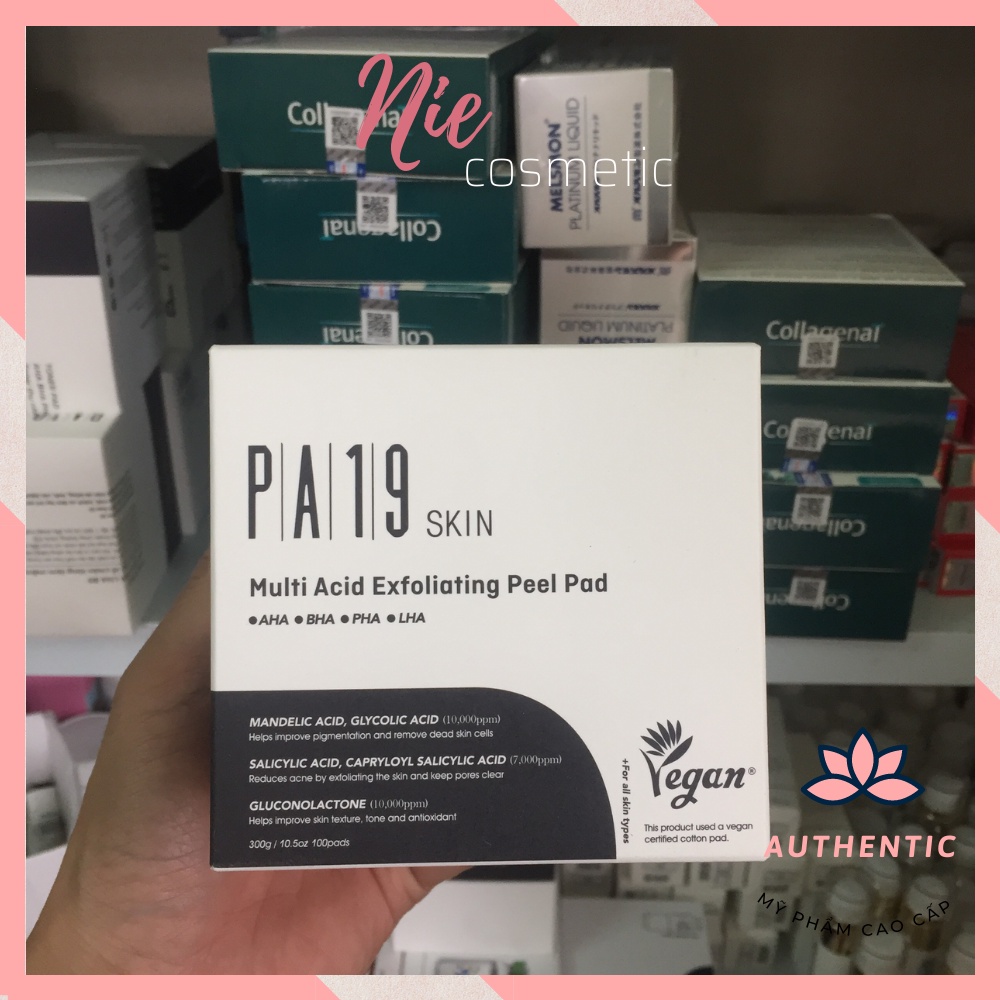 Gạc tẩy tế bào chết da PA19 Skin hộp 100 miếng