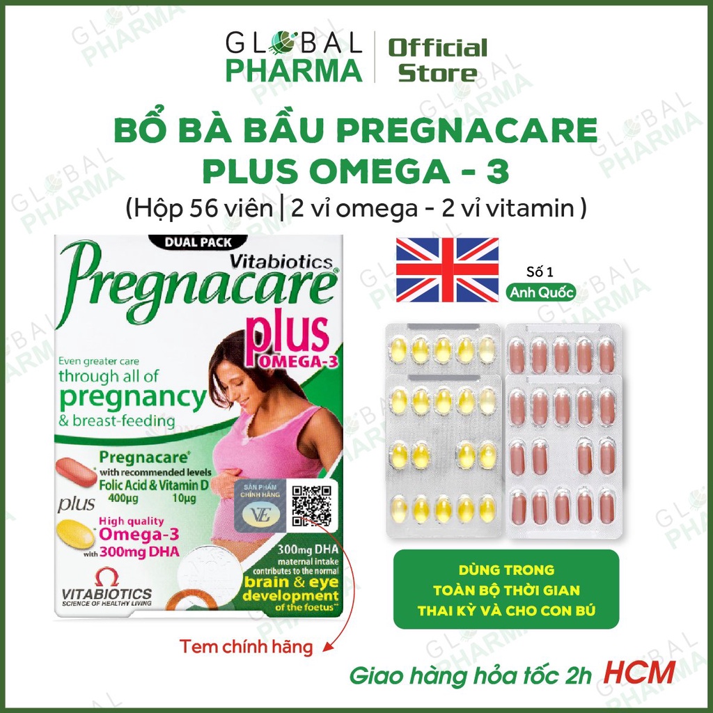[Chính hãng] Pregnacare Plus Omega Vitamin Tổng Hợp cho Mẹ Bầu Và Cho Con Bú (Hộp/56 viên)