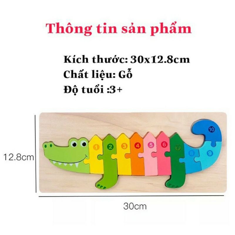 Đồ Chơi Tranh Ghép Gỗ Nối 10 Số -Nổi, giáo cụ Montessori mẫu mới