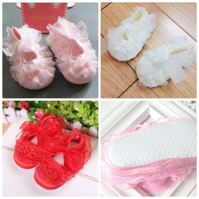 Giầy ren hoa tập đi cho công chúa