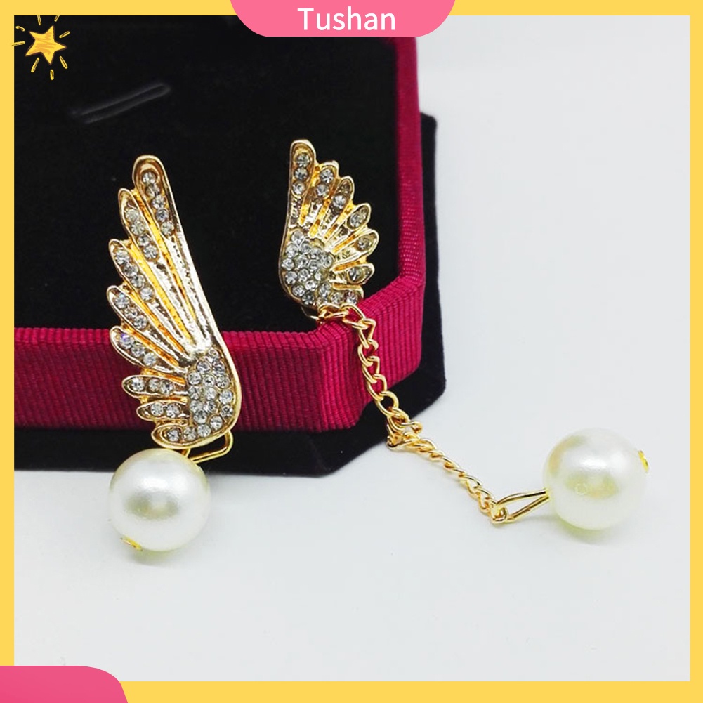 Bông tai cánh thiên thần đính đá và ngọc trai giả sang trọng