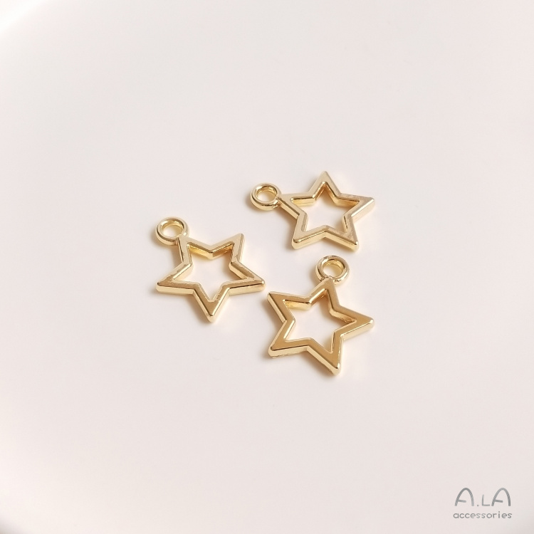[little Blu] Mặt Dây Chuyền Hình Ngôi Sao Năm Cánh Màu Vàng Đồng 14K Làm Mặt Dây Chuyền Trang Sức diy