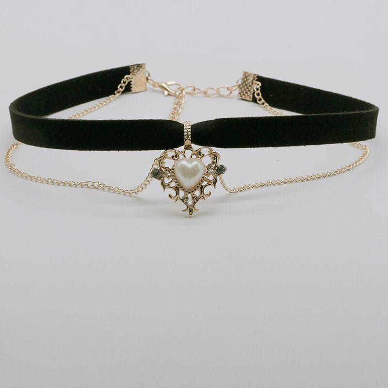Vòng Cổ Choker Nhung Mặt Hình Trái Tim Phong Cách Retro Cho Nữ