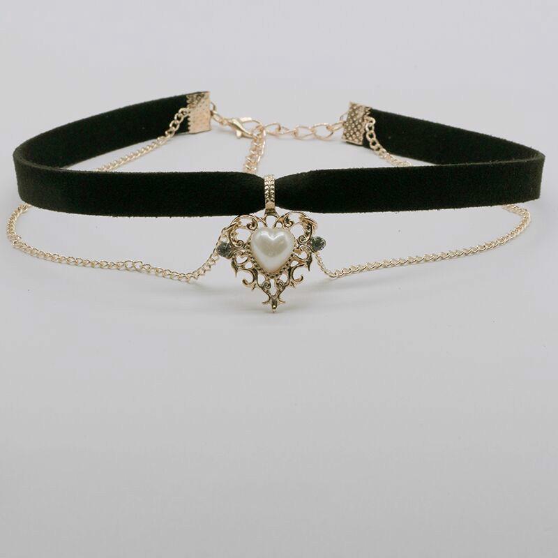  Vòng cổ choker mặt dây hình trái tim phong cách retro thời trang xinh xắn cho nữ