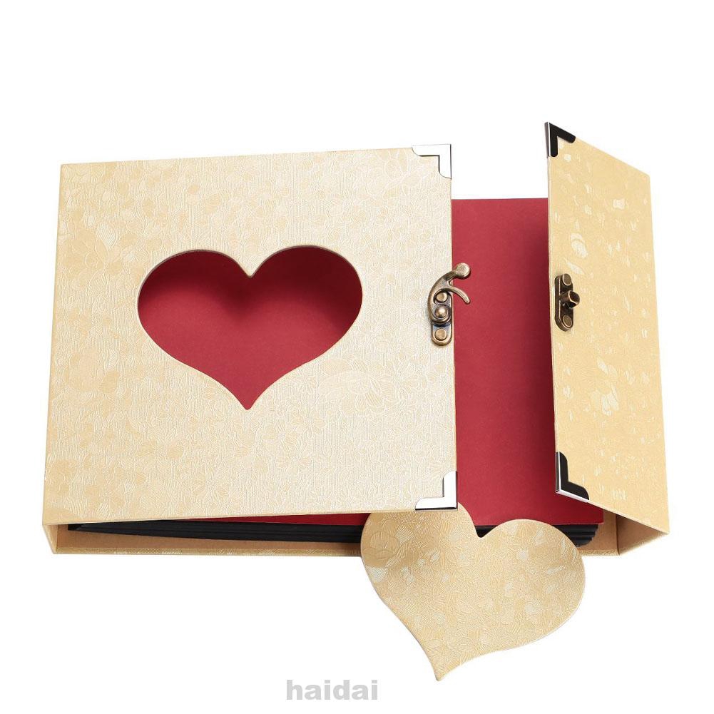 10inch Album Black Pages DIY Scrapbook Love Heart Gift Box Insert Memory Book Photo Self-adhesive Valentine Birthday