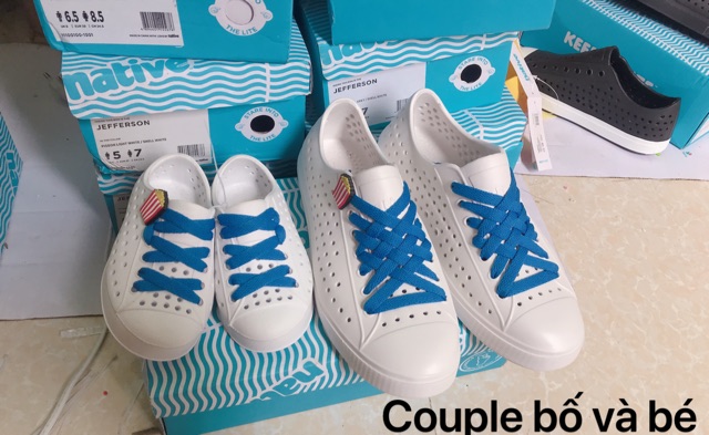 [TẶNG Jibbtiz cài dép] giày nhựa đi mưa NATIVE cho nam và nữ màu trắng | BigBuy360 - bigbuy360.vn