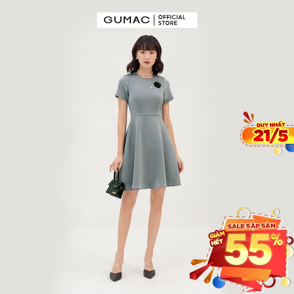 [Mã MABR07062 giảm 8% tối đa 50K đơn từ 249K] Đầm body nữ phối phụ kiện GUMAC thiết kế trẻ trung, cá tính màu xám DB391