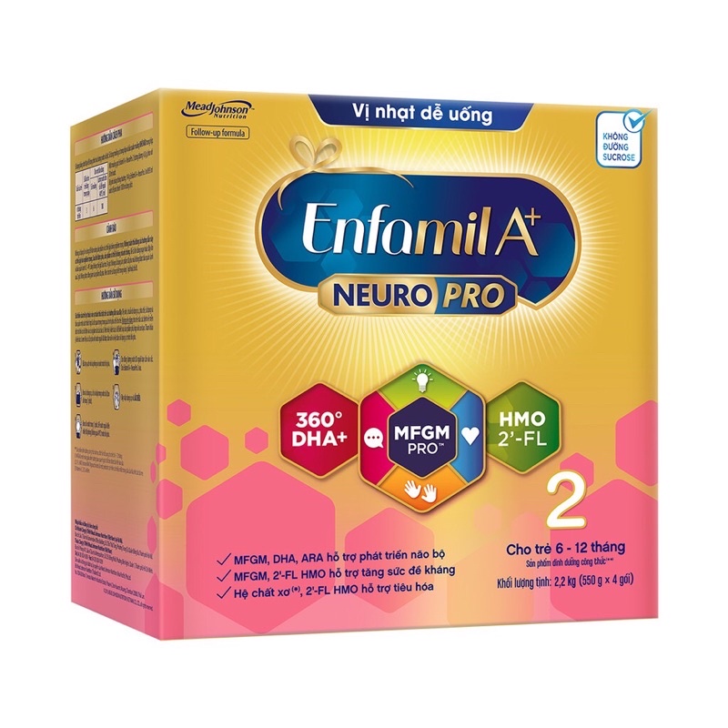 Sữa Bột Enfamil A+ Neuropro 2 Với 2’-FL HMO Vị nhạt dễ uống – 1,7kg và 2,2kg - enfa