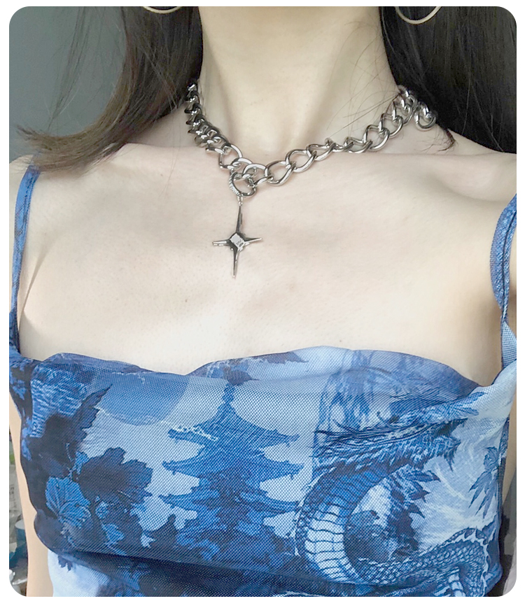 Dây chuyền 22865 thiết kế hình thánh giá / ngôi sao bốn cánh đính kim cương