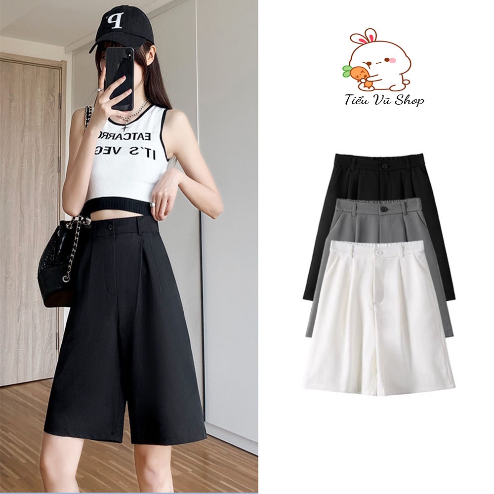 quần ống rộng lửng nữ lưng cao khóa trước 1 khuy vải tuyết mưa 228