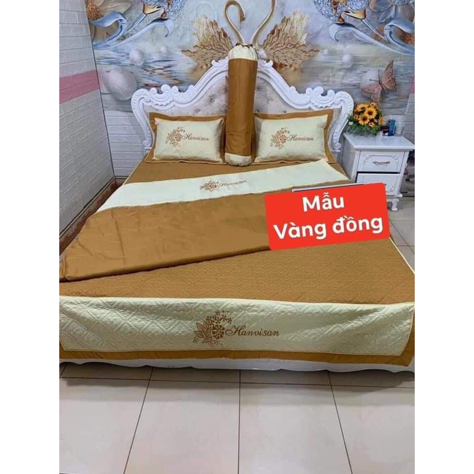 Bộ Chăn Ga Vỏ Gối SaTin Cao Cấp,Phủ,Nệm,CotTon,Trải Giường,5 Món