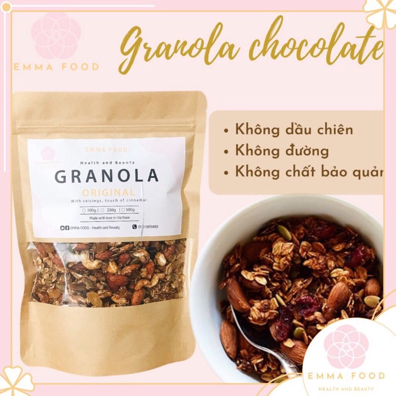 Granola Choco Ăn Kiêng Mix 15 Hạt Không Đường EMMA Food Ngũ Cốc Giảm Cân Tự Nhiên