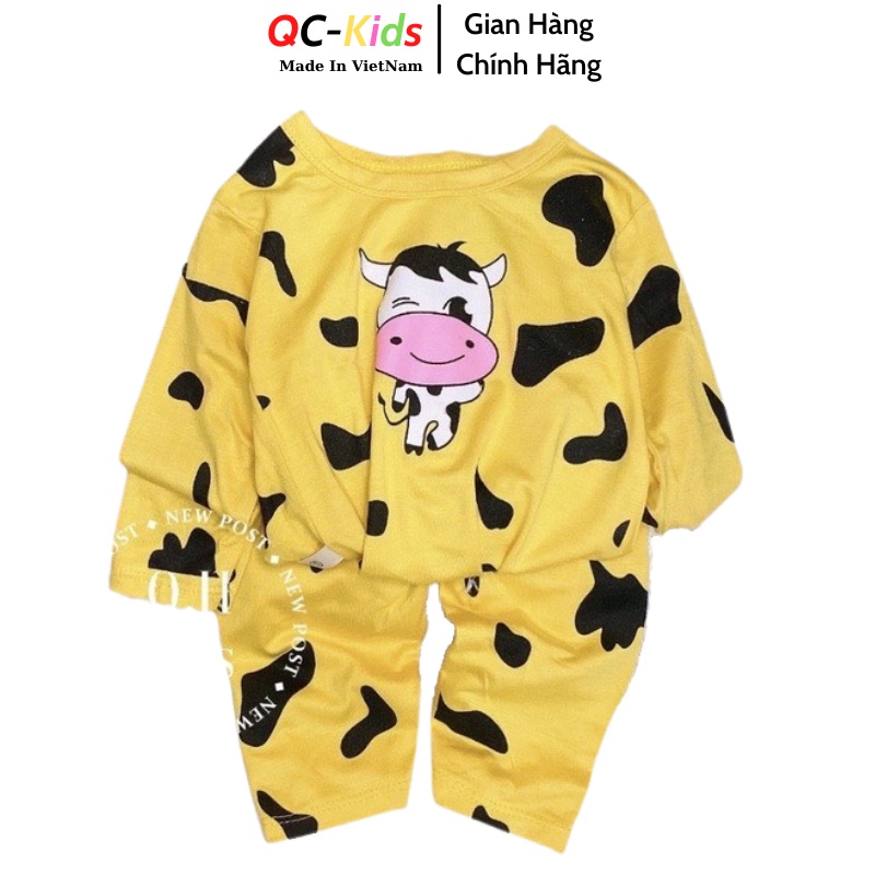 Quần áo trẻ em thu đông 8 đến 18kg, quần áo bé trai, bé gái hình bò sữa chất thun lạnh QC-KIDS