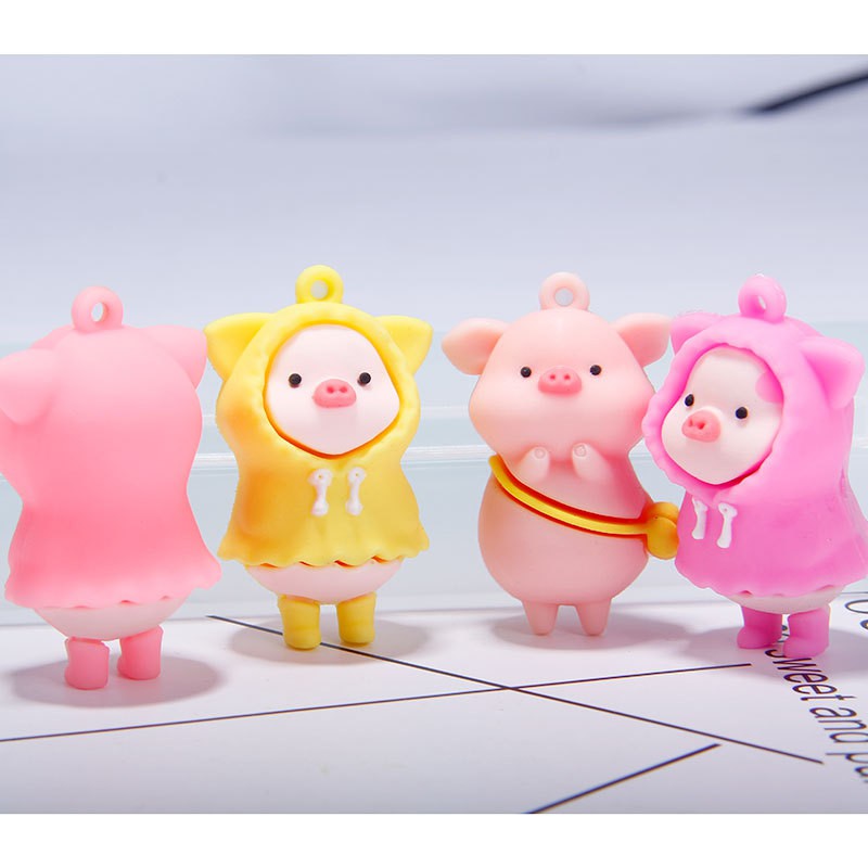 Charm Heo Con Mặc Áo Mưa Dễ Thương - Phụ Kiện Trang Trí Ốp Điện Thoại