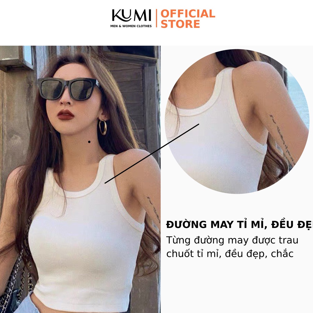 Áo croptop nữ basic sát nách ba lỗ thun không tay sát nách chất thun cotton thoáng mát các màu Kumi Fashion