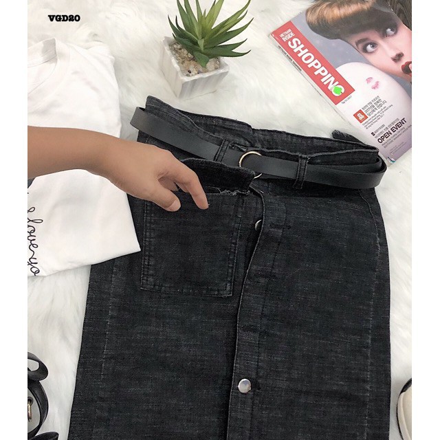 Váy jean đen bigsize 60-90kg | Đầm váy cho người mập béo | thời trang | quần áo | công sở | oversize  -Hàng nhập khẩu