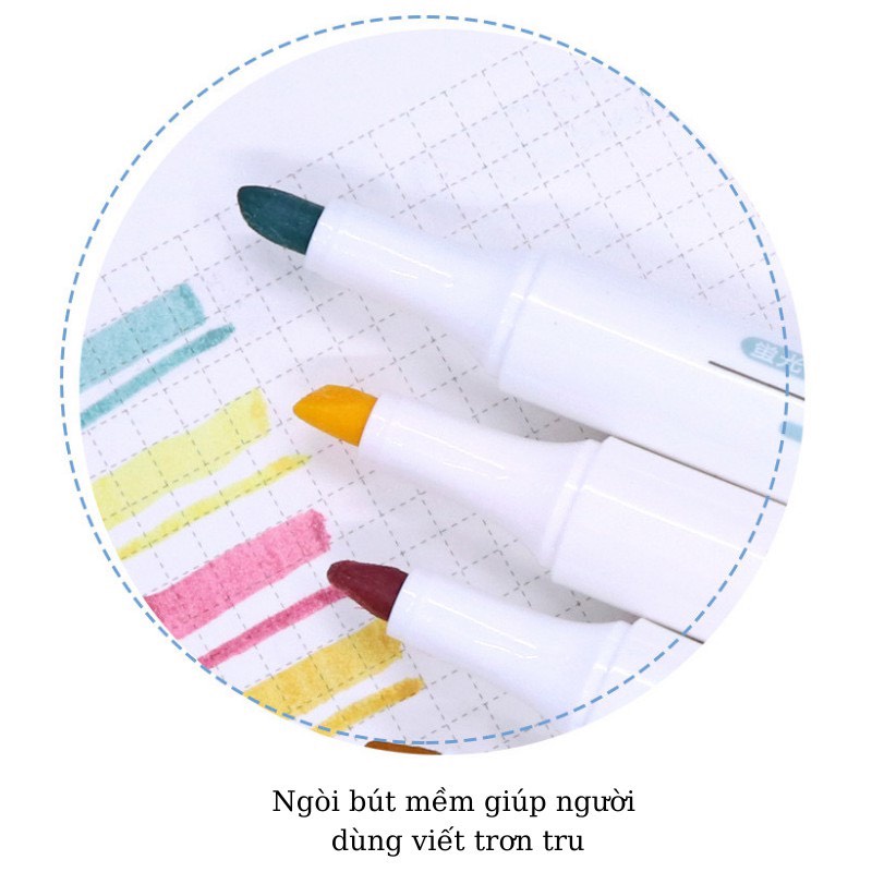 Bút dạ quang 6 màu highlight, bút đánh dấu nhớ dòng cute nhiều màu marker dễ thương