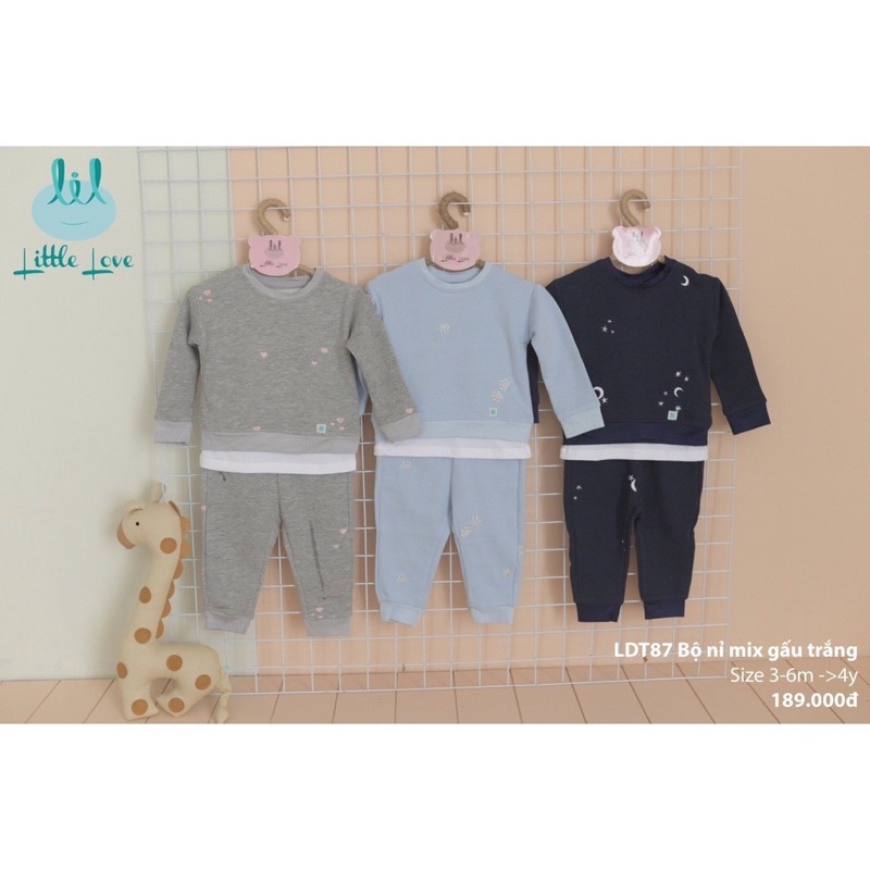 [Little Love Lil / Chính Hãng] Bộ nỉ  cho bé trai, bé gái 0-4 tuổi Lil