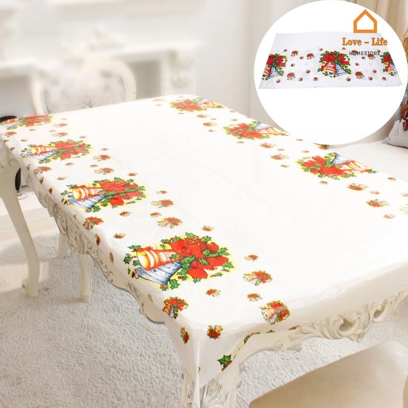 Khăn Trải Bàn Dùng Một Lần Bằng PVC Không Cần Rửa Lại Họa Tiết Ông Già Noel Hoạt Hình