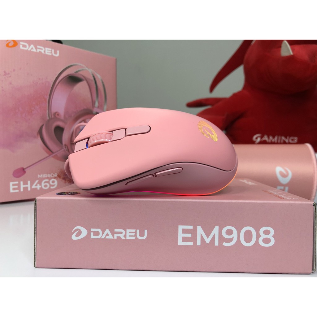 Chuột Gaming DAREU EM908 QUEEN PINK -  Led RGB - Chuột Game Có Dây Màu Hồng - Chính Hãng - Bảo Hành 24 Tháng