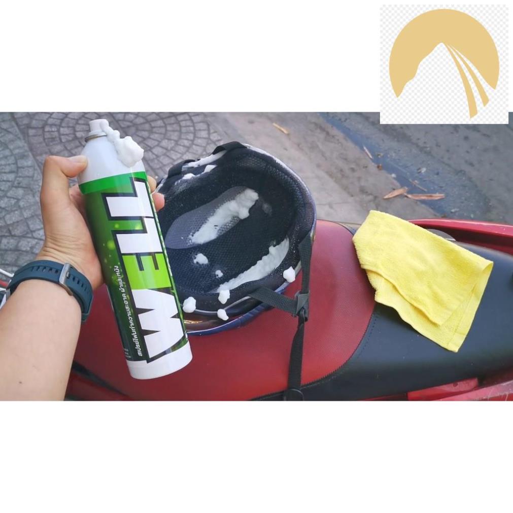 Chai xịt vệ sinh nón bảo hiểm, giày giáp bảo hộ yên xe, dàn áo ô tô Well nhập khẩu 100% Thái Lan