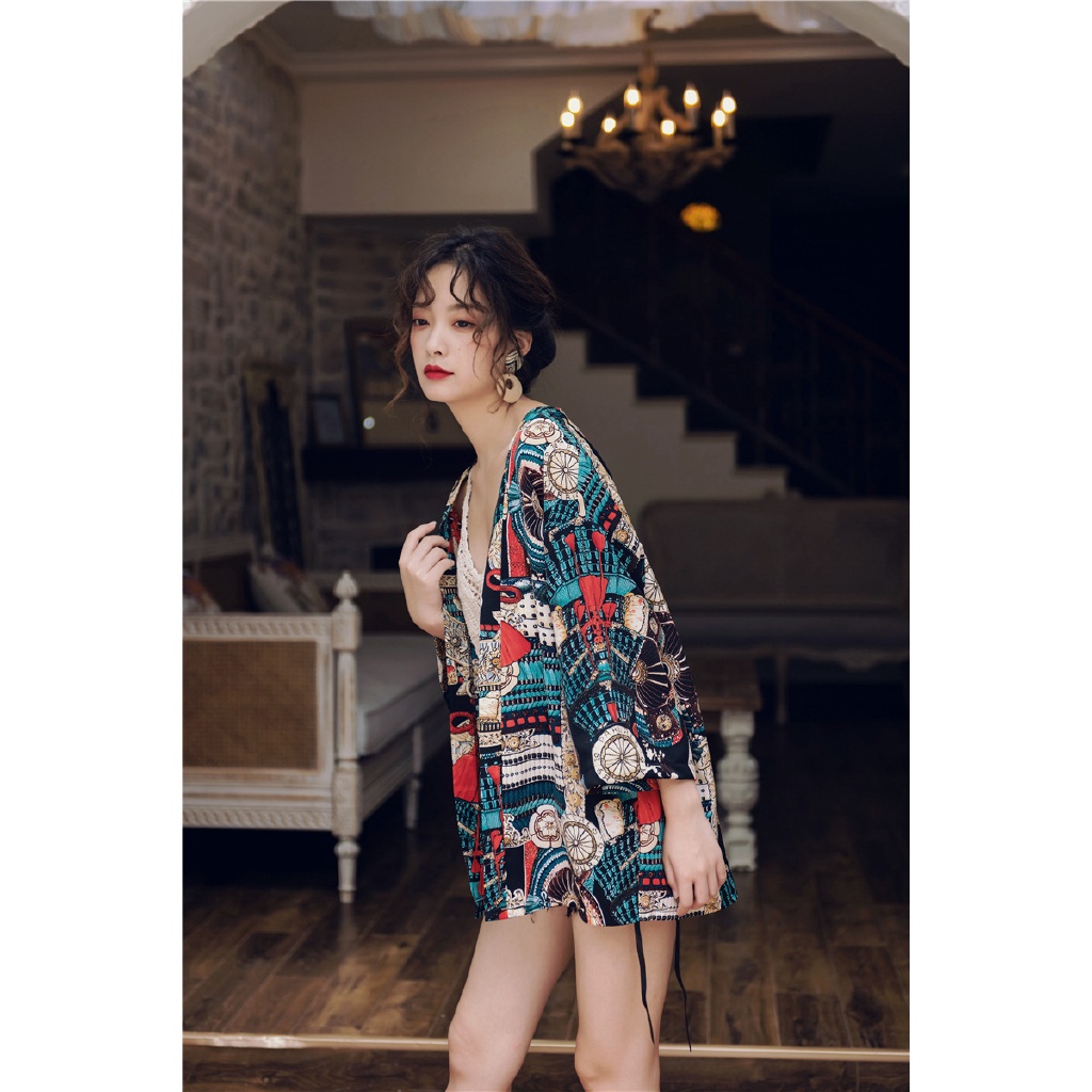 Áo khoác kimono tay dài in họa tiết phong cách Bohemian thời trang đi biển cho nữ
 | BigBuy360 - bigbuy360.vn