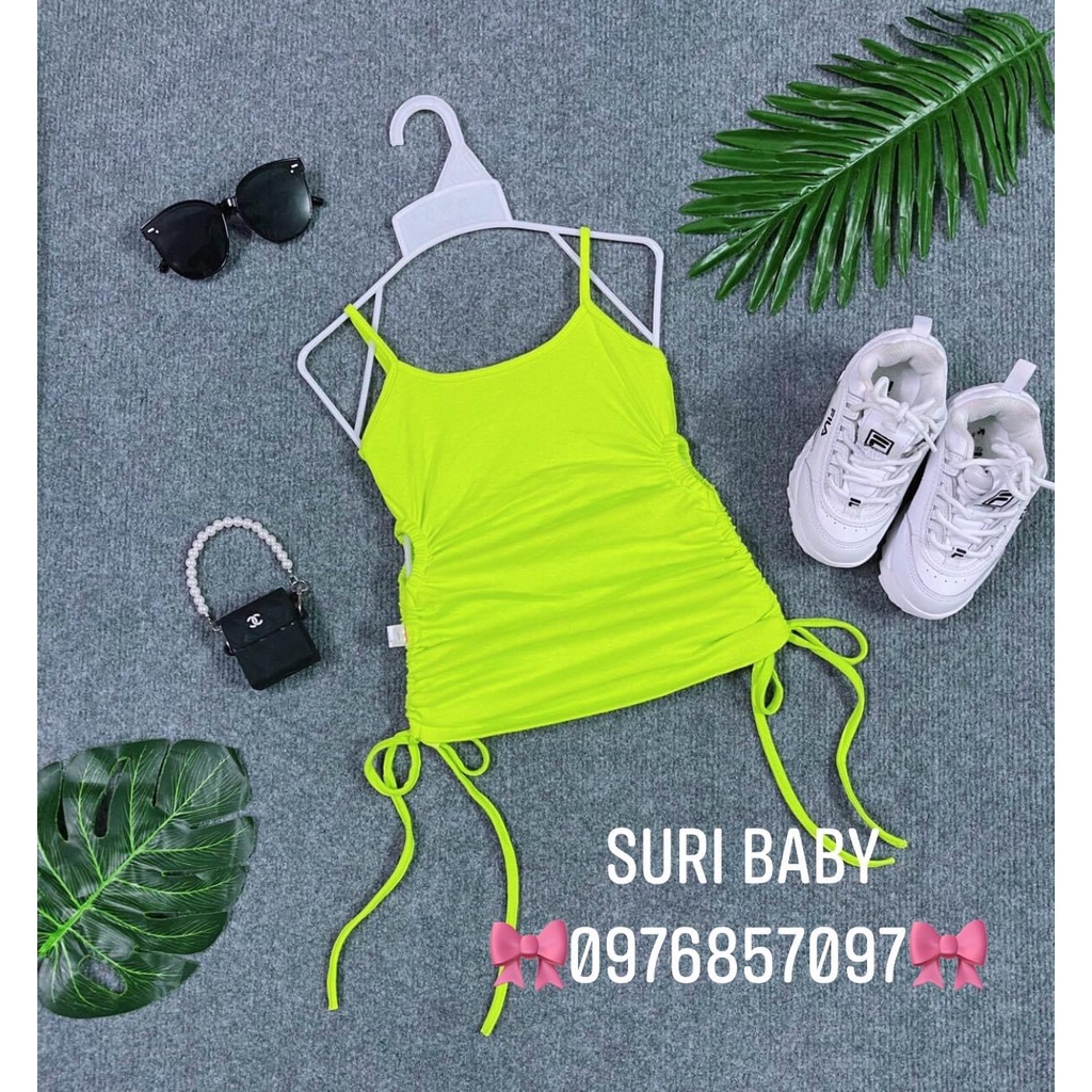 Đầm body 2 dây rút eo bé gái