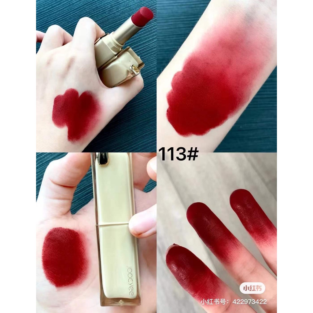 Joocyee Son kem lì mịn trang điểm mượt nhẹ dưỡng ẩm lâu trôi tự nhiên không phai nhiều màu tùy chọn red pink orange Son kem lipstick
