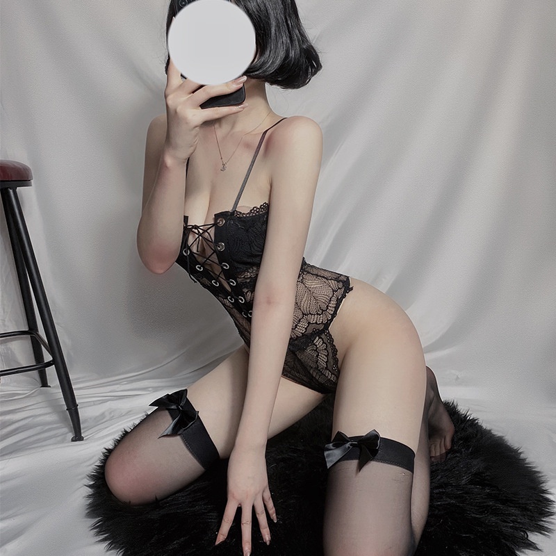 Bodysuit áo ngủ 2 dây đan dây ngực sexy gợi cảm đồ lót liền thân ren xuyên thấu quyến rũ cá tính BIKI HOUSE N902 - HCM