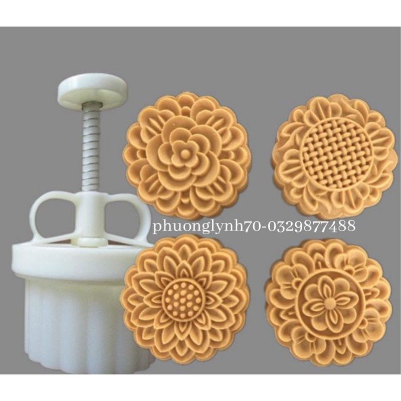 Khuôn trung thu 2021 HOA CỔ 150g ,180g ,4 mặt 1 nhấn