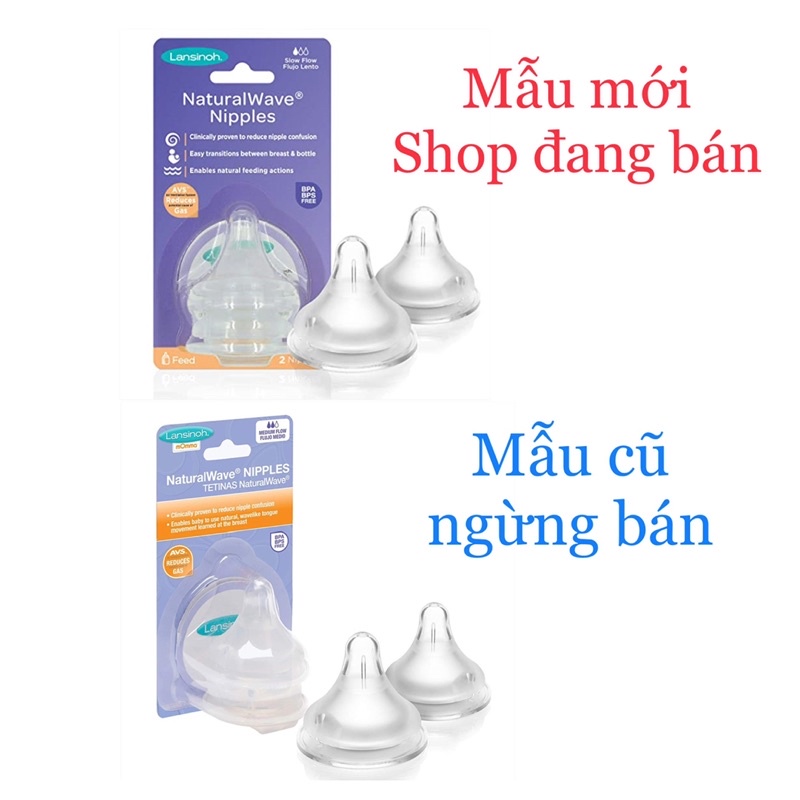 Núm ti thay thế bình sữa Lansinoh - Size S , Size M , Size L , Đục lỗ 12m+