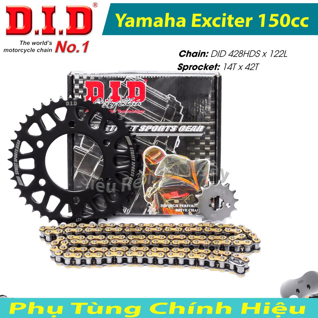 Bộ Nhông Sên Dĩa DID Yamaha Exciter 150cc Sên DID 10Ly Sên Vàng Thái Lan