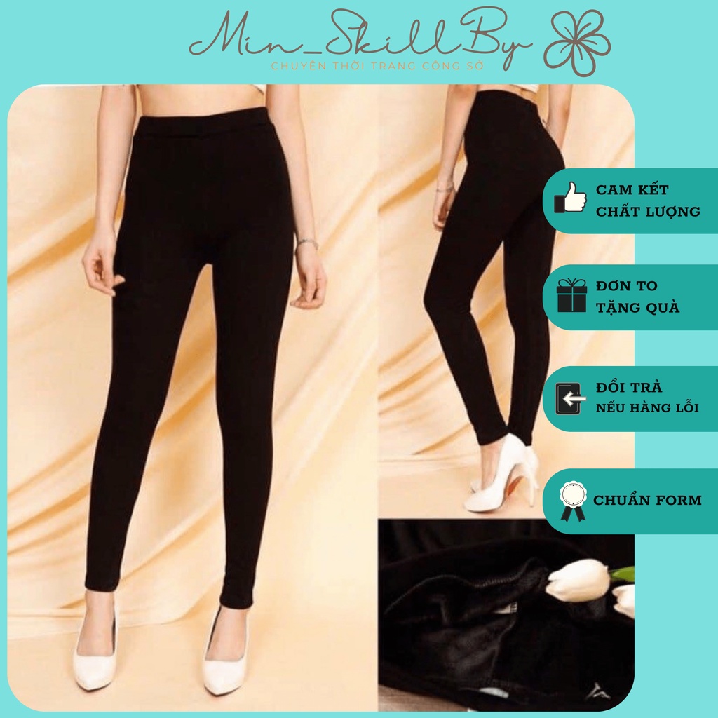 [ ẢNH/VIDEO THẬT ] Quần legging trơn lót lông ấm áp, cạp cao, vải dày dặn, giữ nhiệt