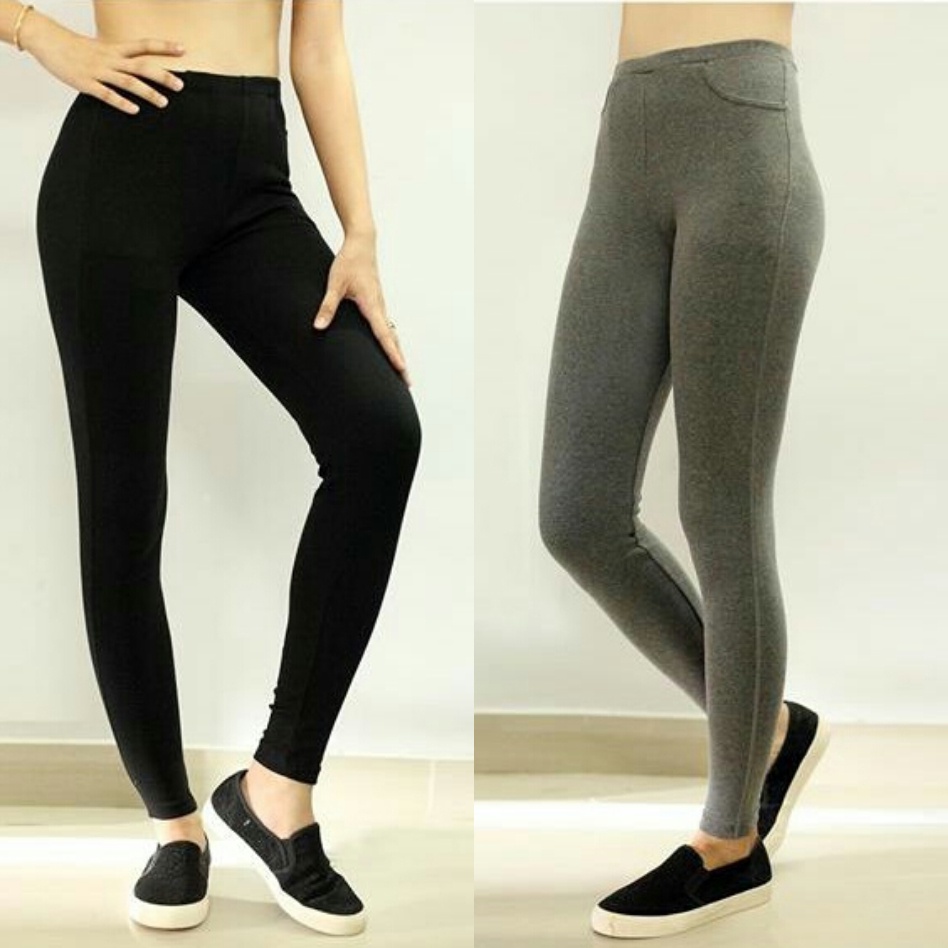 Combo 2 Quần Legging Nữ TRƠN ĐEN + TRƠN XÁM Hàng VNXK Chính Hãng AGE2X.