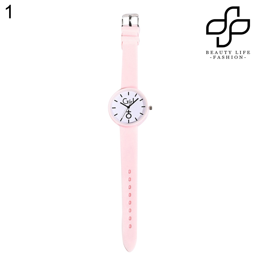 BEA™ Fashion Girl Round Dial Silicone Band No Number Quartz Jelly Watch