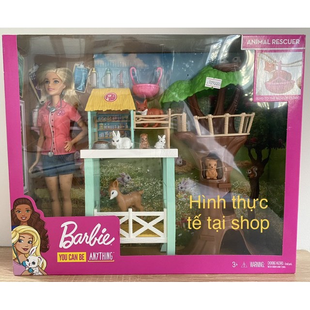 Búp Bê Barbie Animal Rescuer Doll Playset Bác Sĩ Thú Y