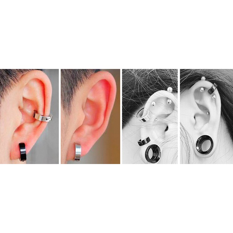 Cặp khuyên tai thời trang bằng thép không gỉ kiểu tròn đầy cá tính