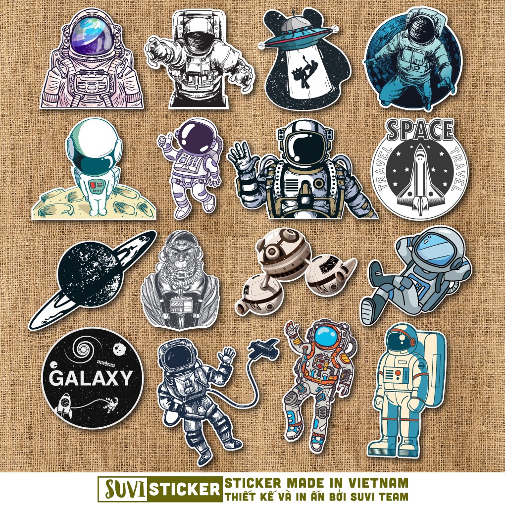 50 Sticker Phi Hành Gia chống nước sticker dán laptop, điện thoại, đàn guitar, mũ bảo hiểm, vali. MSP: SV165