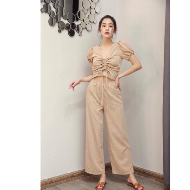 Bộ đũi áo rút dây ngực quần lỡ chất đũi siêu mát | BigBuy360 - bigbuy360.vn