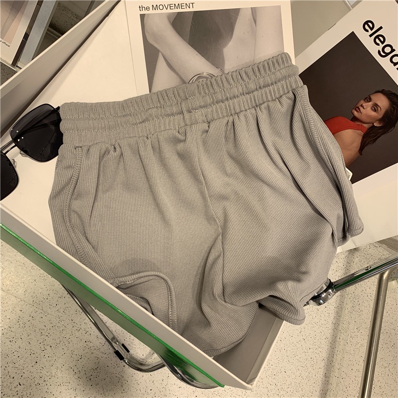 Quần short thể thao SUXI lưng cao ống rộng màu trơn dễ phối đồ thời trang mùa hè cho nữ