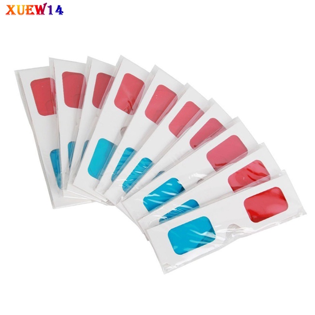 NG 10 Pcs Universal Paper 3D Glasses View Anaglyph Red/Blue 3D Glasses for Movie Video